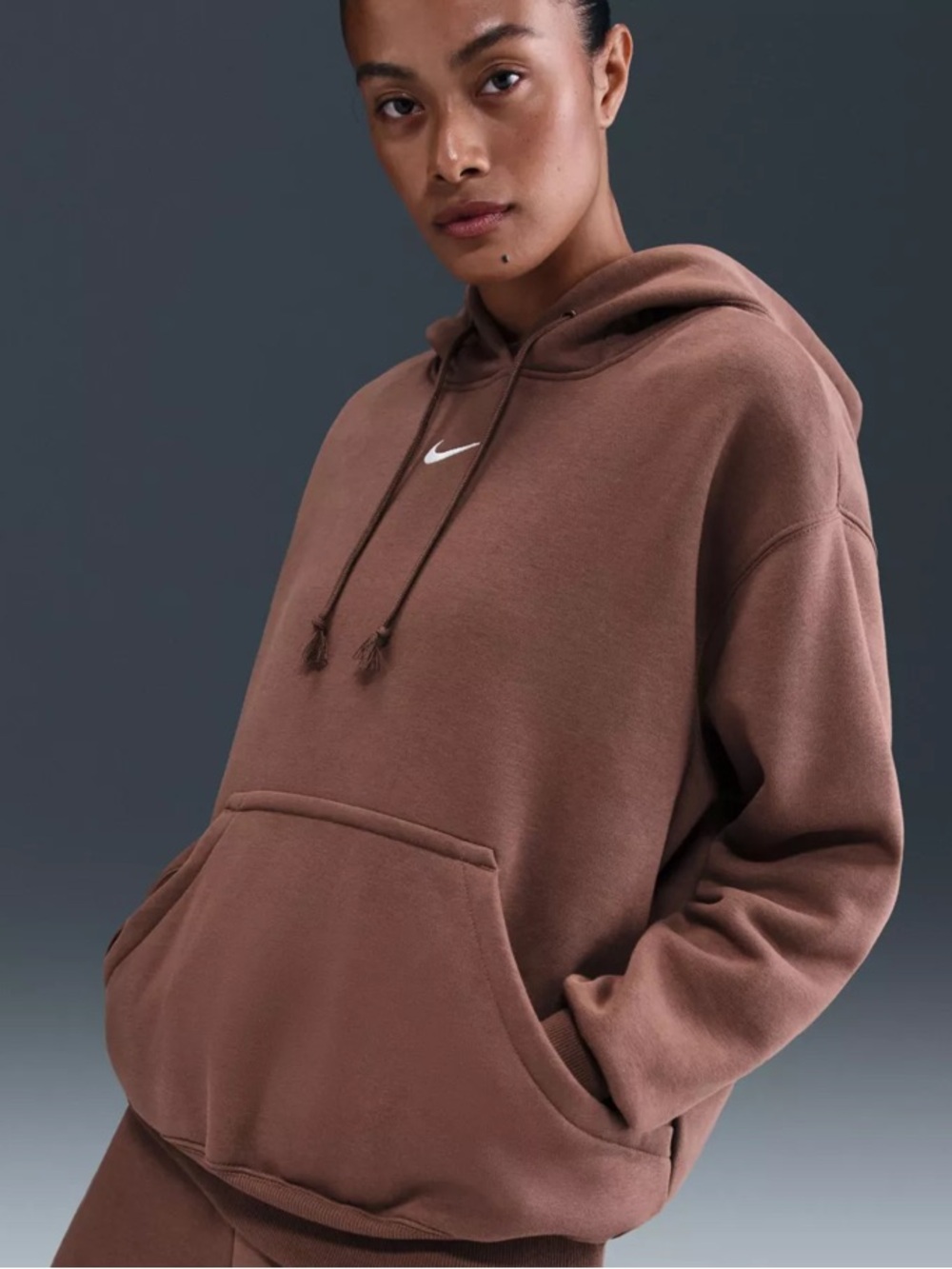 NWOT Nike Sportswear Phoenix Fleece Oversized Pullover Hoodie Size S Fauna Brown